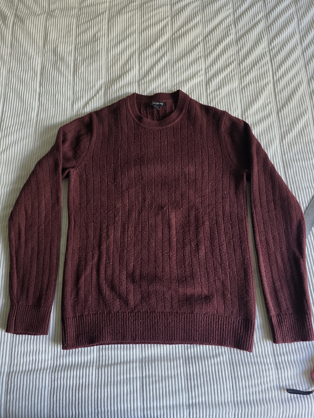 Banana Republic Men's Ribbed Cable Crewneck Jumper Sweater - Burgundy